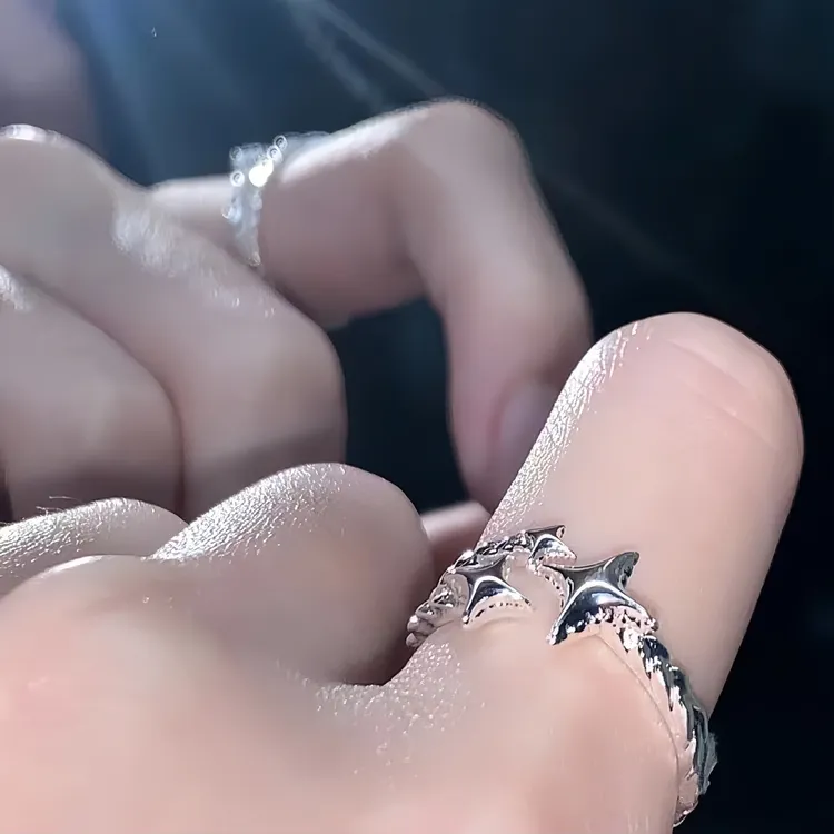 星星戒指 小众原创设计可调节开口芒星戒指冷淡风女闺蜜礼物饰品