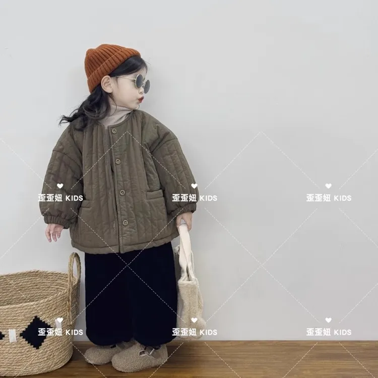 【歪歪妞童装】24166冬季新款男女童极简复古森系绗棉棉袄