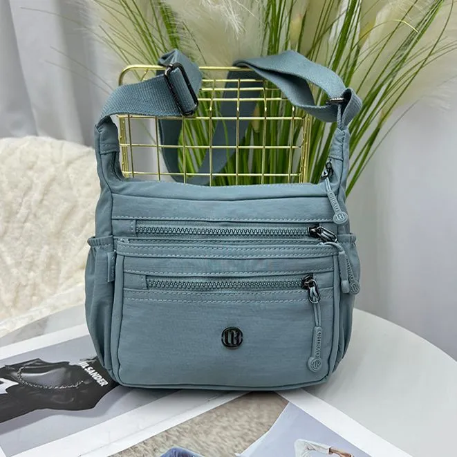 女包新款时尚斜挎包简约百搭多层牛津布轻便休闲单肩包妈妈包9582