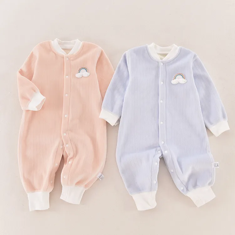 婴儿秋冬加绒连体衣宝宝衣服无骨保暖哈衣新生儿长袖加厚爬爬服