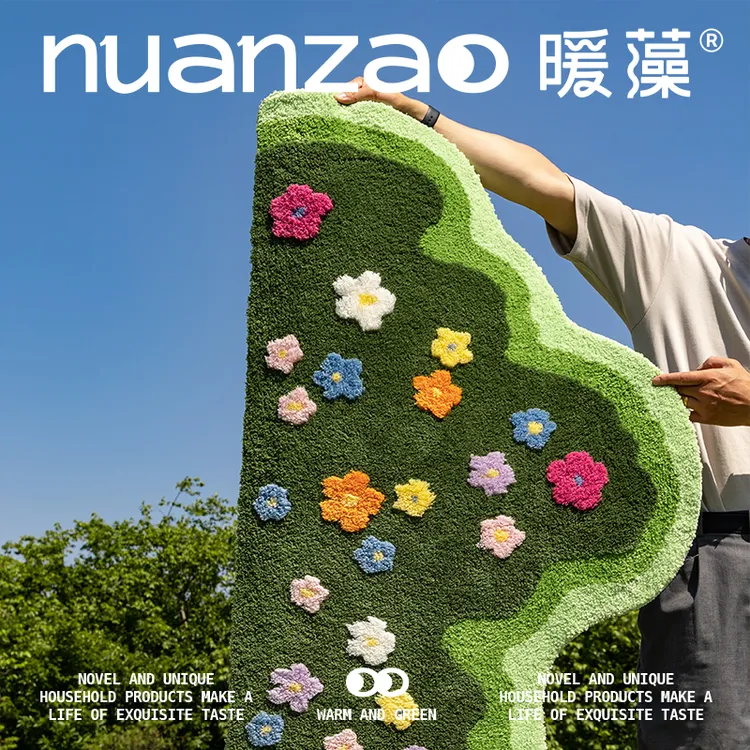 暖藻 苔藓地毯小清新卧室床边毯脚垫儿童房间毛绒绿色客厅地垫
