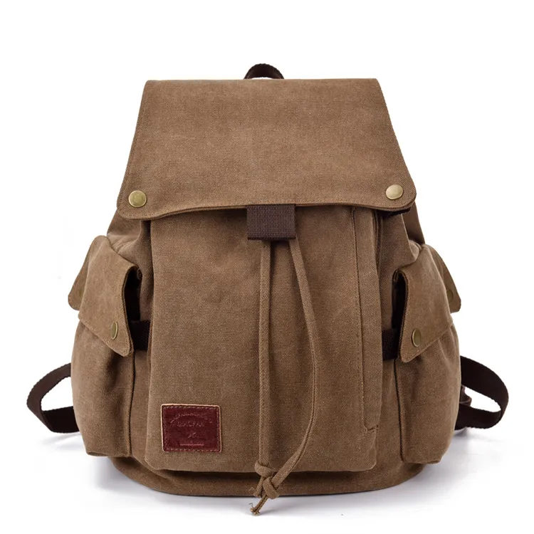 帆布双肩包女时尚男休闲旅行抽绳女士背包日系文艺包包大学生书包