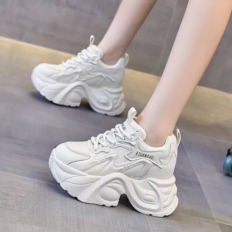 艾格鸟[无形增高10-12cm]小个子新款老爹鞋2025鞋厚底内增高女鞋