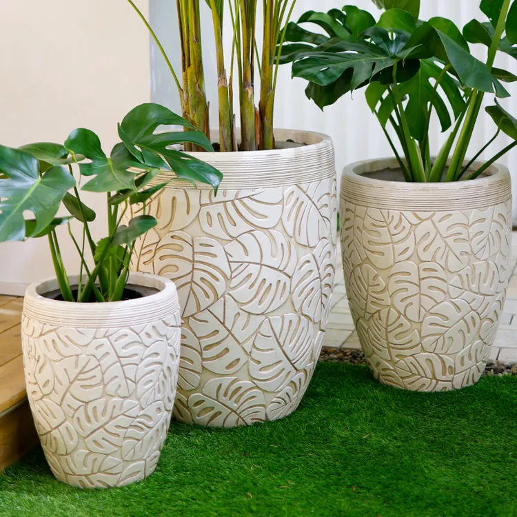 龟背竹大号花盆花园阳台客厅户外庭院创意家用仿水泥白色特大绿植