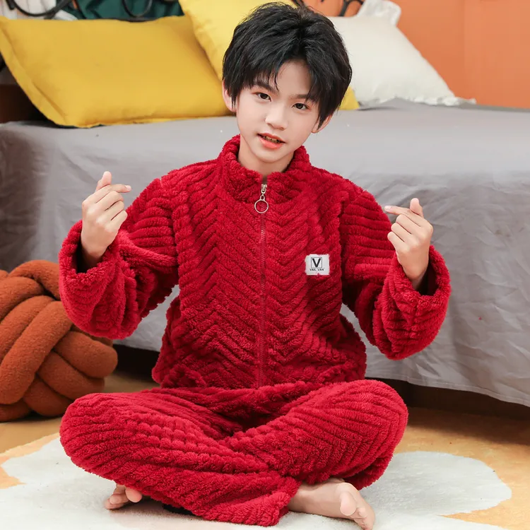 儿童睡衣男童睡衣法兰绒冬装2025新款女童睡衣珊瑚绒家居服保暖衣