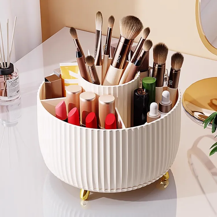 优勤化妆品收纳盒旋转防尘化妆刷筒梳妆台桌面笔筒口红眼影置物架商品图