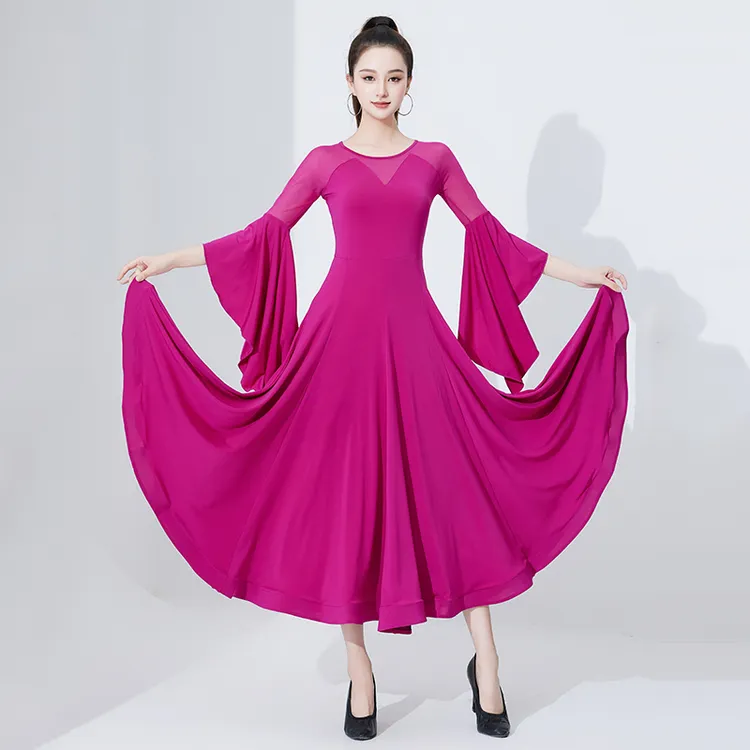摩登舞服连衣裙国标舞大摆裙舞蹈服女练功服交谊舞专业演出服