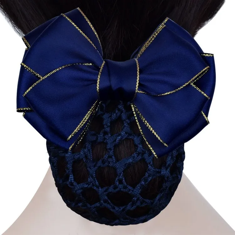 时尚甜美发卡女护士职业头花酒店银行韩版工作发饰发夹子头饰网兜