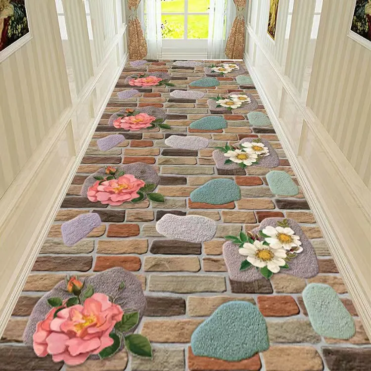 幻彩石卧室床边地毯床尾飘窗毯走廊房间床边毯长条裁剪水洗楼梯毯