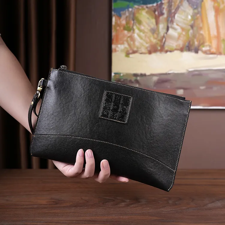 男士手拿包高档韩版时尚轻奢手包大容量休闲长款真皮信封手包男