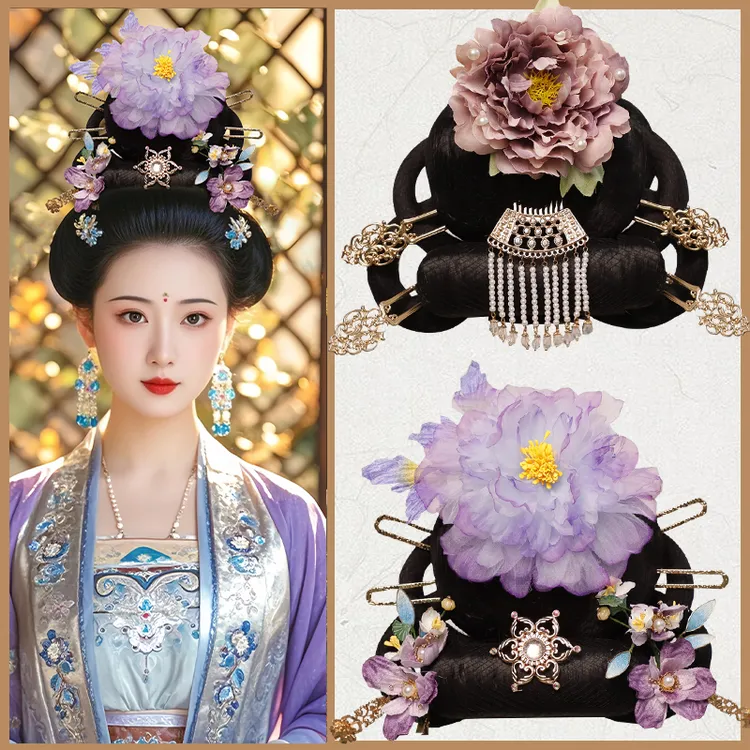 古装汉服假发包一体式大唐芙蓉髻唐风贵妃皇后造型盘发垫饰品组合