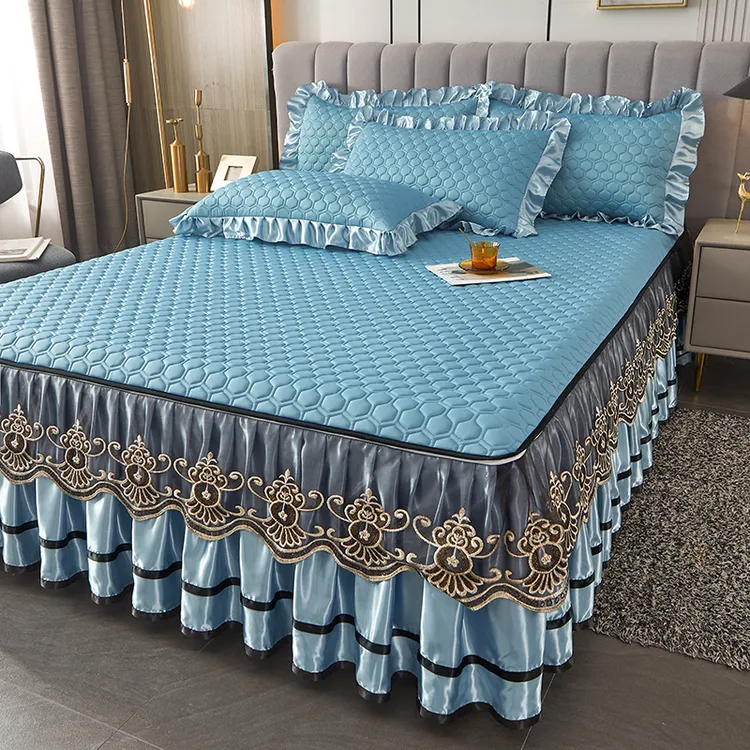 清凉乳胶凉席三件套夏天凉感床裙可水洗单双人空调席子凉垫冰丝席