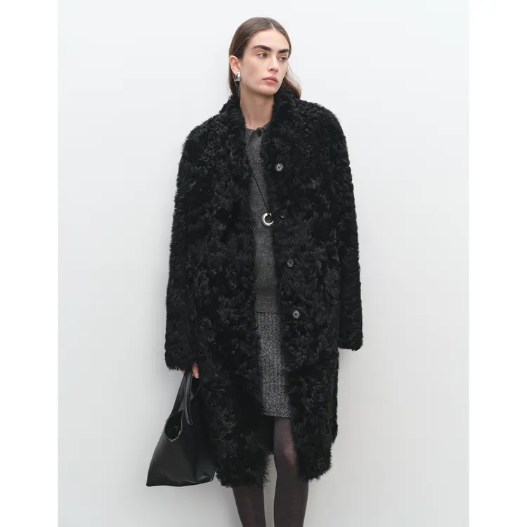 MSBEAST/野兽小姐茧型休闲小棒球领托斯卡纳皮毛一体外套丨寻冬寂