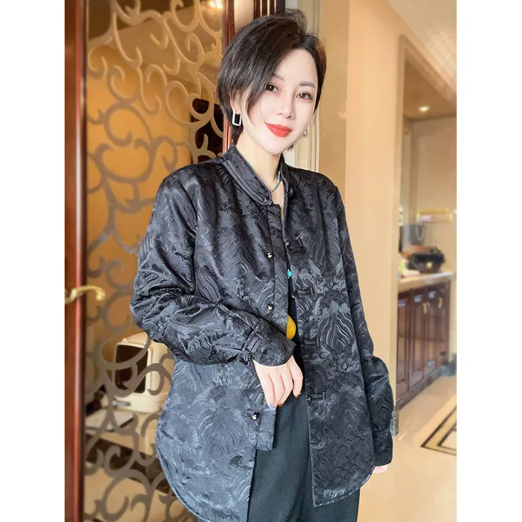 【月光加厚款】新中式桑蚕丝填充内胆衬衫棉服外套加厚上衣24101626