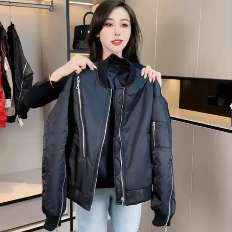 2019【加棉新款】 时尚大码自留款夹层棉外套通勤拉链上衣