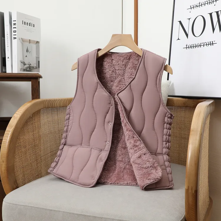 爆款加绒棉马甲女2025新款秋冬季加厚保暖贴身背心坎肩妈妈马夹