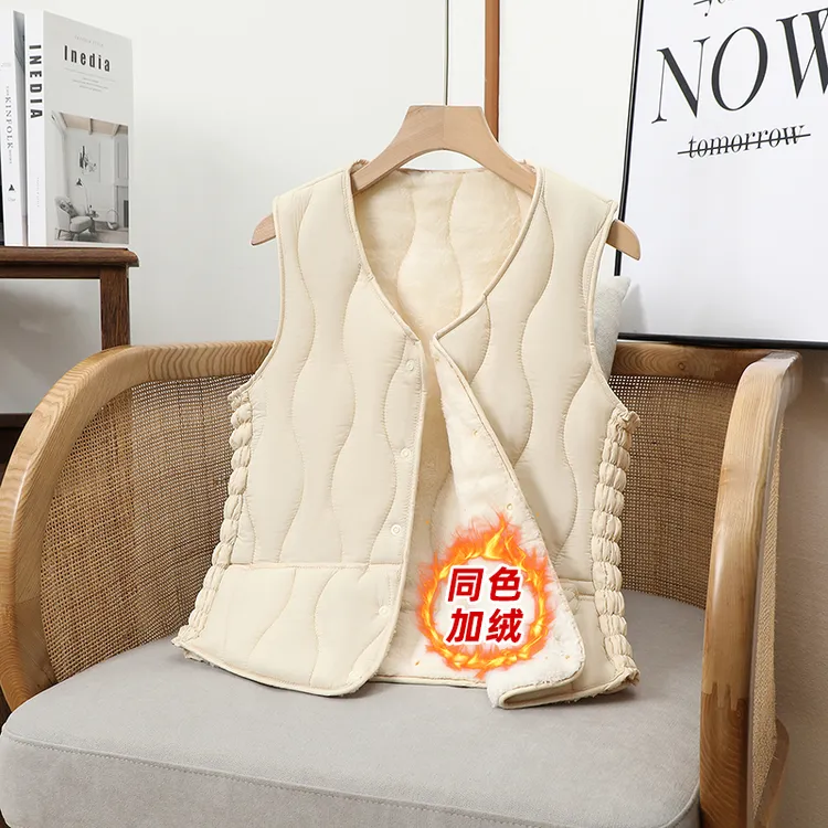 秋冬新款棉马甲女短款加绒加厚棉背心坎肩羊羔绒棉内胆修身韩版潮