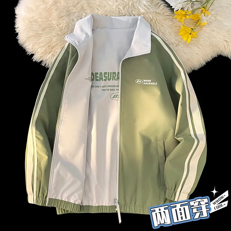 玛斯柏双面穿加绒秋冬外套男士春秋季新款上衣服男女同款休闲夹克