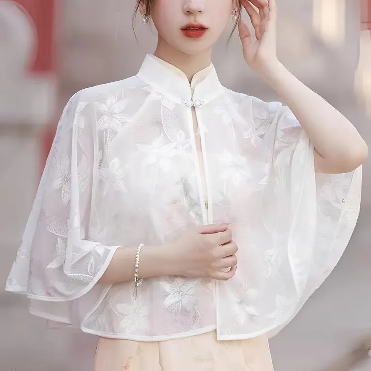 25洋气仙气披肩外搭中国风气质时尚百搭薄款配裙子吊带防嗮扇披肩