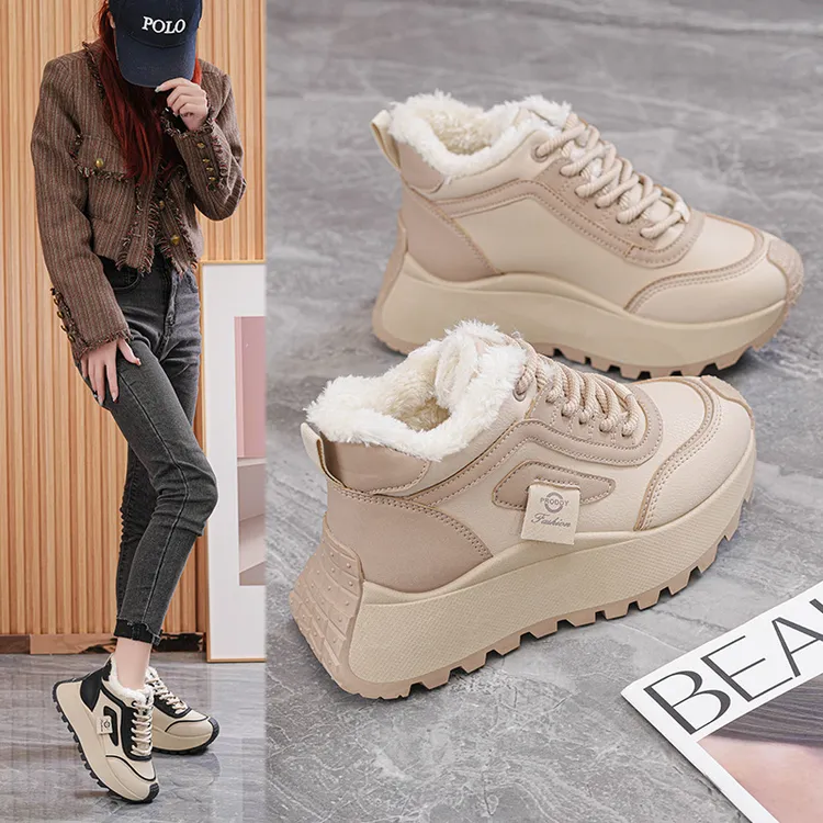 老爹鞋2024冬季新款厚底加绒百搭跑步鞋软底轻便防滑运动保暖女鞋