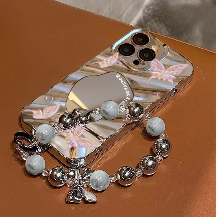 欧克里里彩色蝴蝶水波纹苹果15手机壳iphone13/14pro挂链11promax