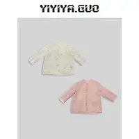 yiyiya.Guo艺艺吖/【芸里】粉色白色圆领纽扣长袖花朵上衣2024735