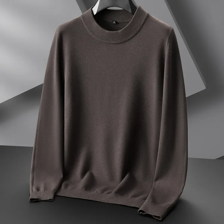 冬季加大码男装半高领加绒针织毛衫特大号肥佬宽松弹力毛衣打底衫