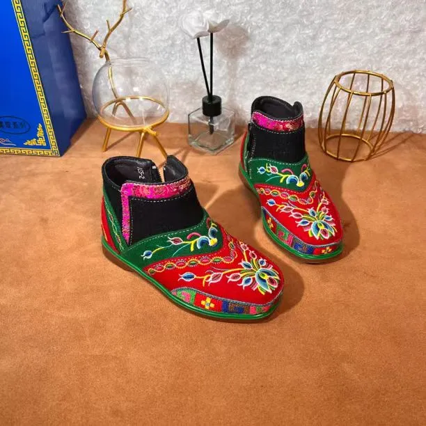 女式松巴拉姆靴民族风靴子绣花鞋5-2