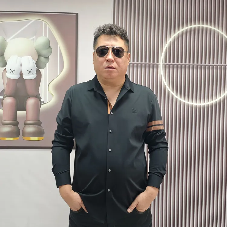 大码时尚百搭简约修身潮流男士秋季商务休闲衬衫长袖衬衣男衬衫DP