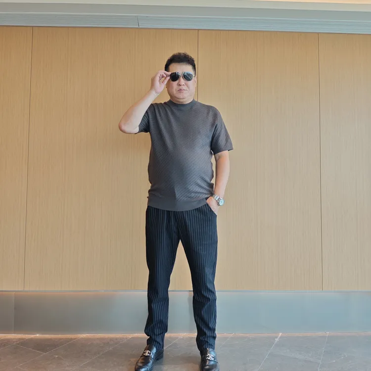 男士大码时尚百搭秋季潮流轻奢条纹透气商务休闲裤轻奢大码男装FN