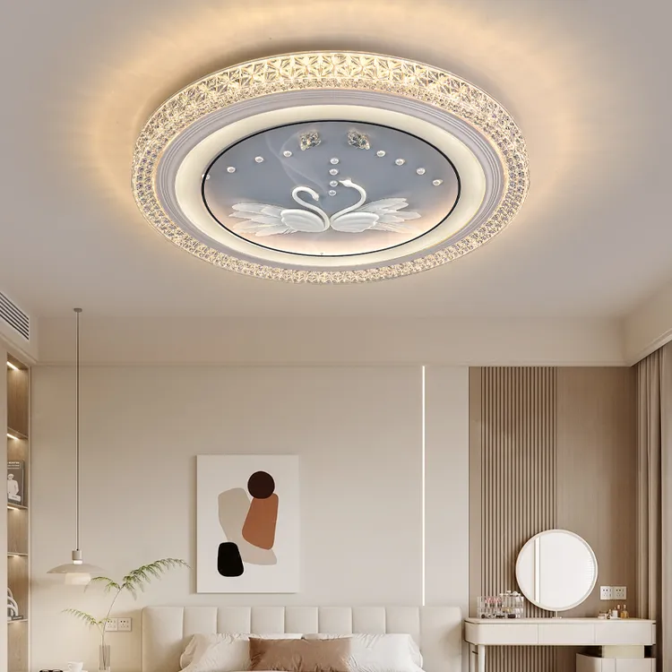24年新款轻奢卧室水晶吸顶灯LED护眼节能全光谱主卧灯圆形方形