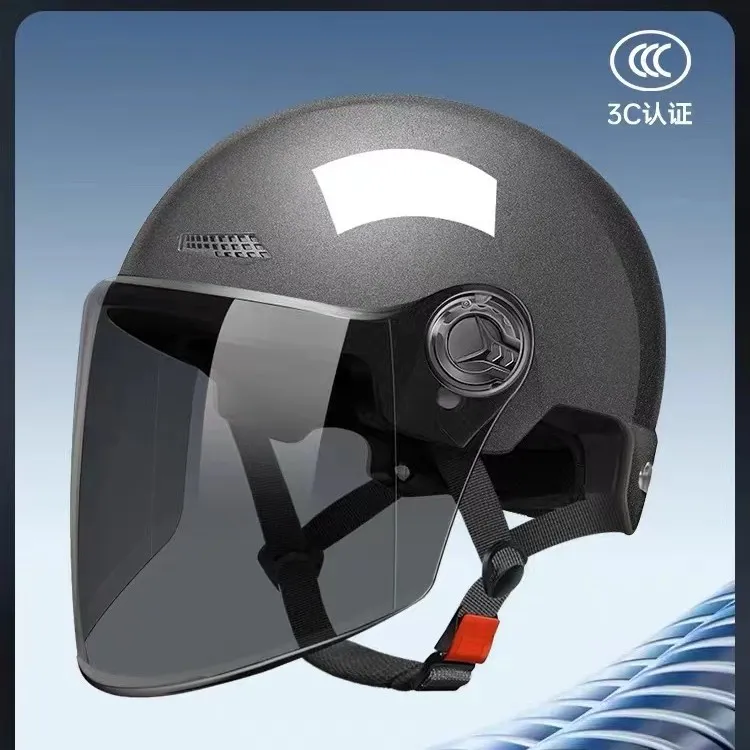 国标3c认证电动摩托车头盔男女安全帽电瓶车夏季防晒半盔四季通用