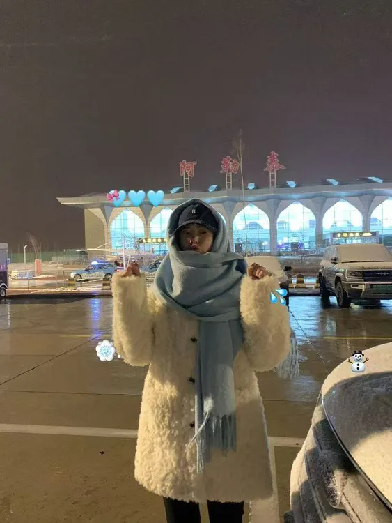 【正确版】 2.0版白熊托卡翻领中长款皮毛一体宽松环保毛毛外套百搭