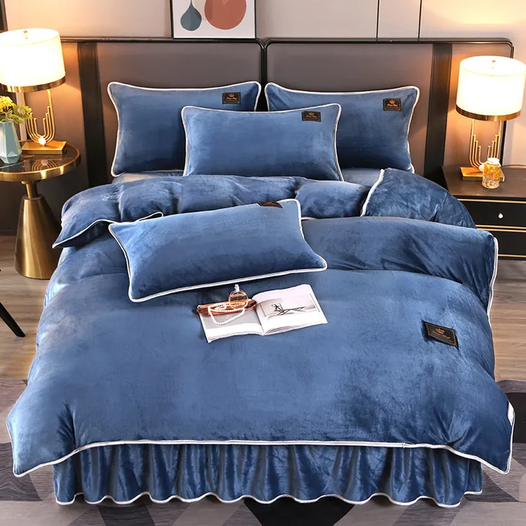 牛奶绒床品绒纯色四件套加厚裸睡保暖宿舍学生三件套婴儿