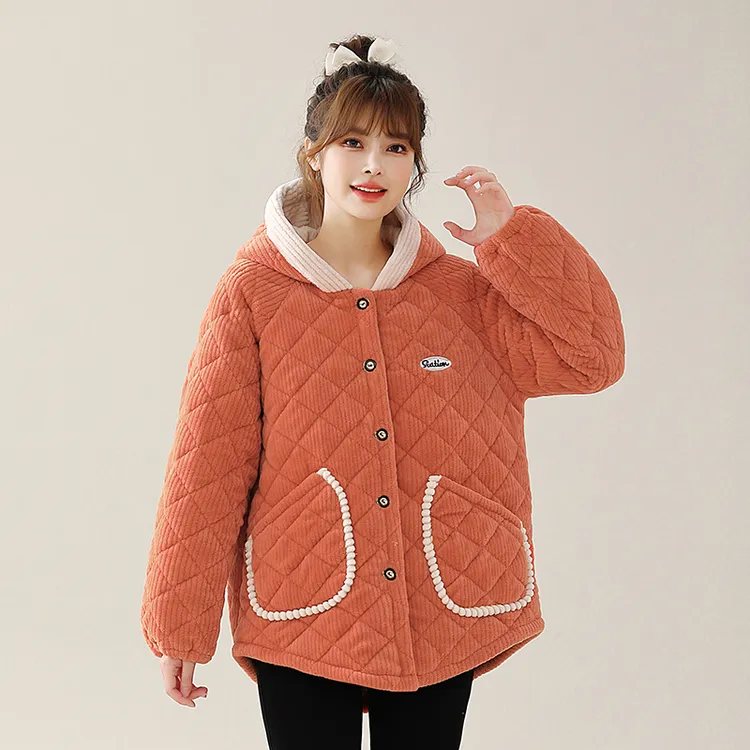 新款罩衣长袖女棉衣外套大人加绒加厚冬季保暖夹棉外穿工作服围裙