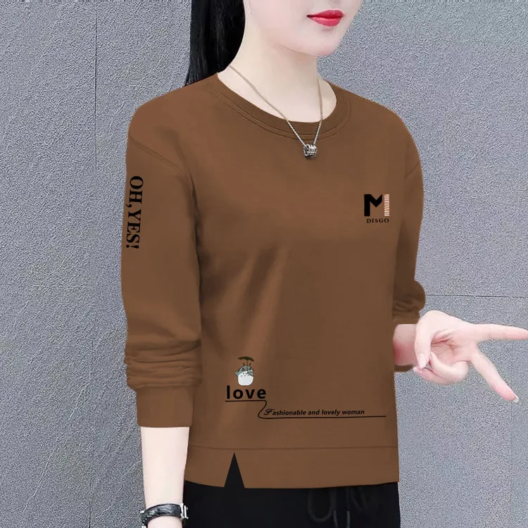 华棉卫衣女新款潮韩版春秋季洋气宽松显瘦百搭圆领长袖上衣外套女