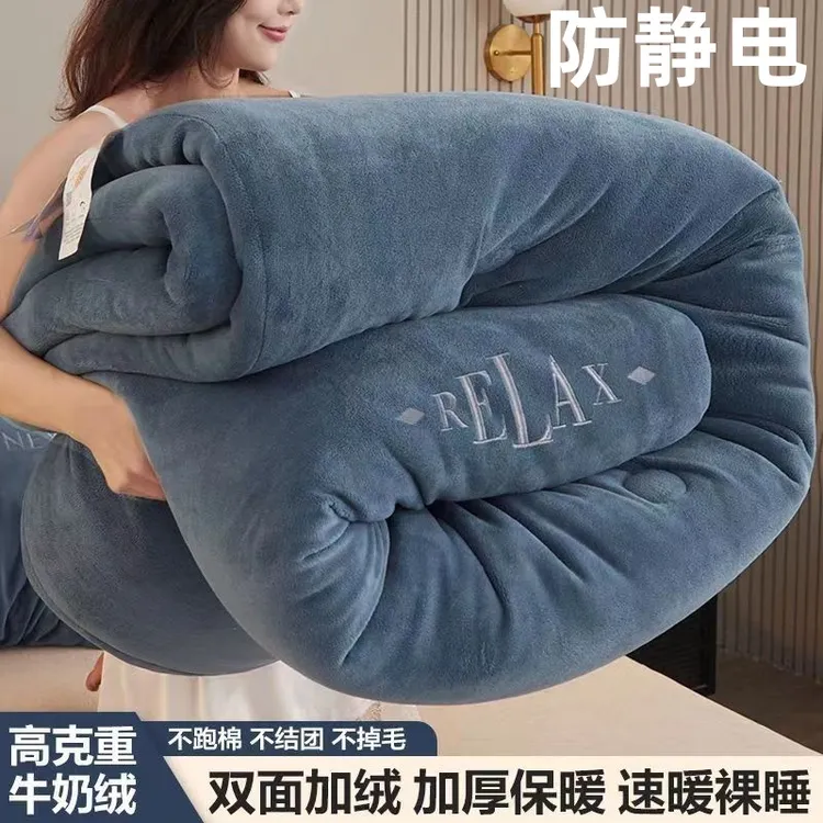 加厚牛奶绒保暖冬被子双面绒被芯冬季单人保暖双人被漫步人生棉被