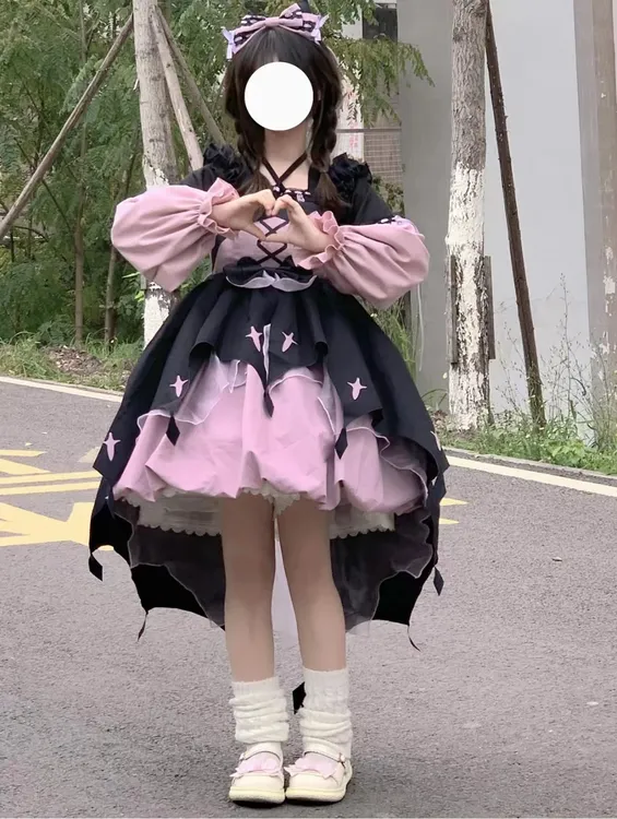 甜酷小魔女Lolita连衣裙华丽洛丽塔大裙摆少女甜美软妹公主裙套装