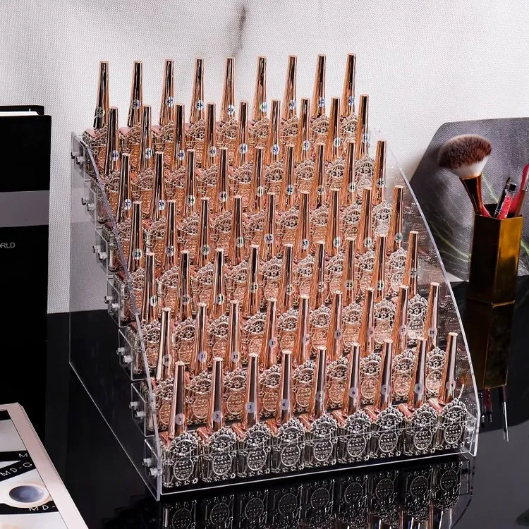 桌面透明美甲指甲油胶收纳盒置物架升级款多层展示架整理架阶梯架