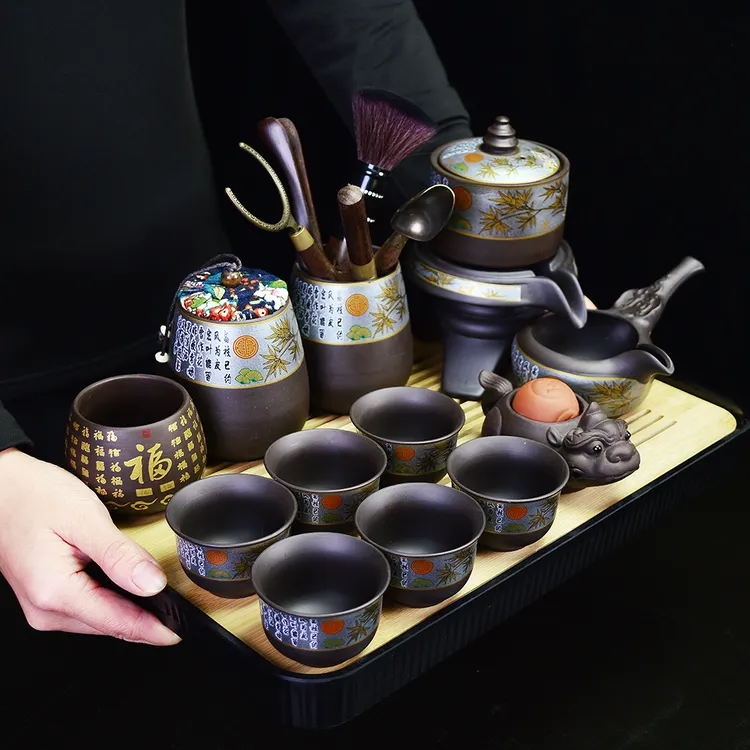 闽具紫砂石磨全半自动茶具套装创意懒人功夫茶具套组整套家用高档