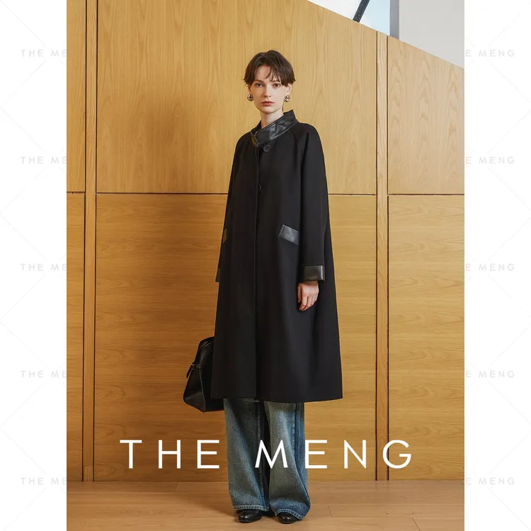 THE MENG【轮廓】天丝绵羊毛拼接款通勤大衣#M243K0039
