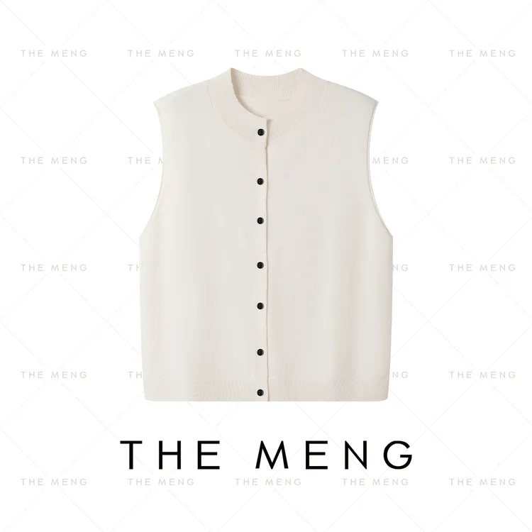 THE MENG【柔诺】山羊绒美丽诺绵羊毛醋酸纯色休闲背心#M242D0165