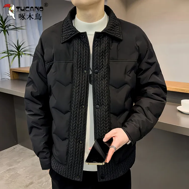 TUCANO/啄木鳥男士冬季羽绒棉服保暖外套麦穗轻奢拼接休闲通勤风