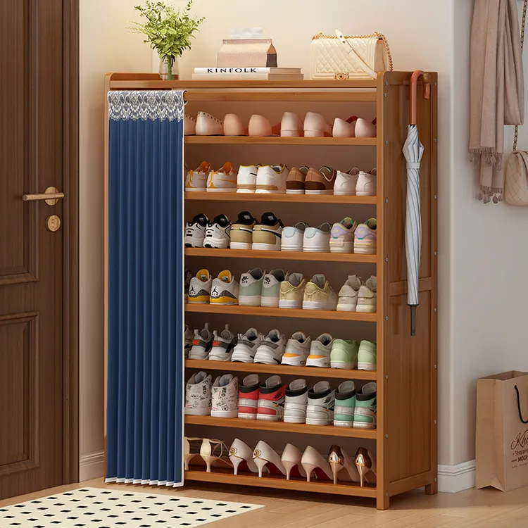 鞋架子多层家用收纳神器大容量简约多功能带帘防尘鞋柜出租房专用
