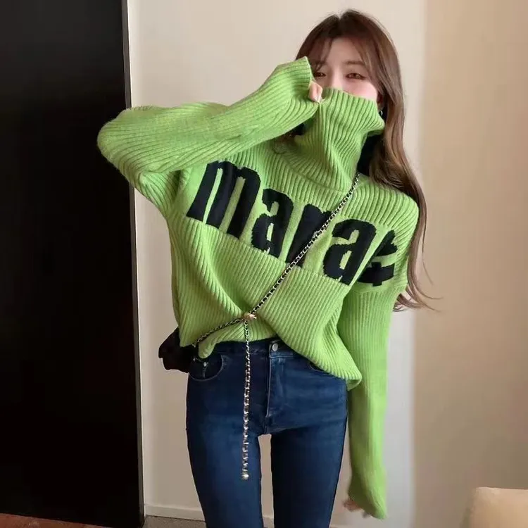 毛衣女宽松韩版慵懒风小个子短款加厚套头冬款高领网红款套头毛衣