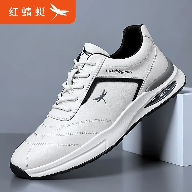 红蜻蜓男鞋2026春季新款牛皮运动休闲鞋男透气百搭小白鞋C0233027商品图