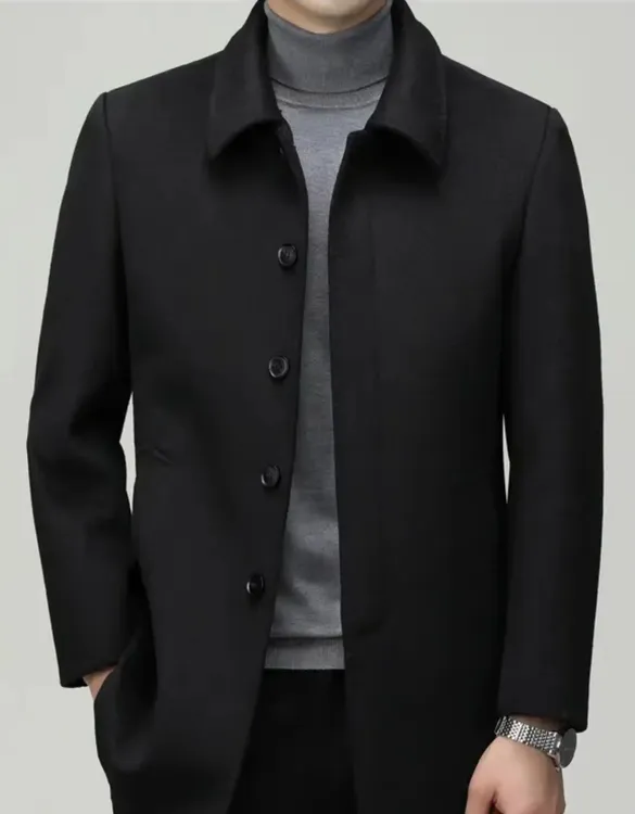 【绵羊毛+可脱卸鸭绒内胆】羊毛呢大衣男士秋冬翻领休闲短款外套