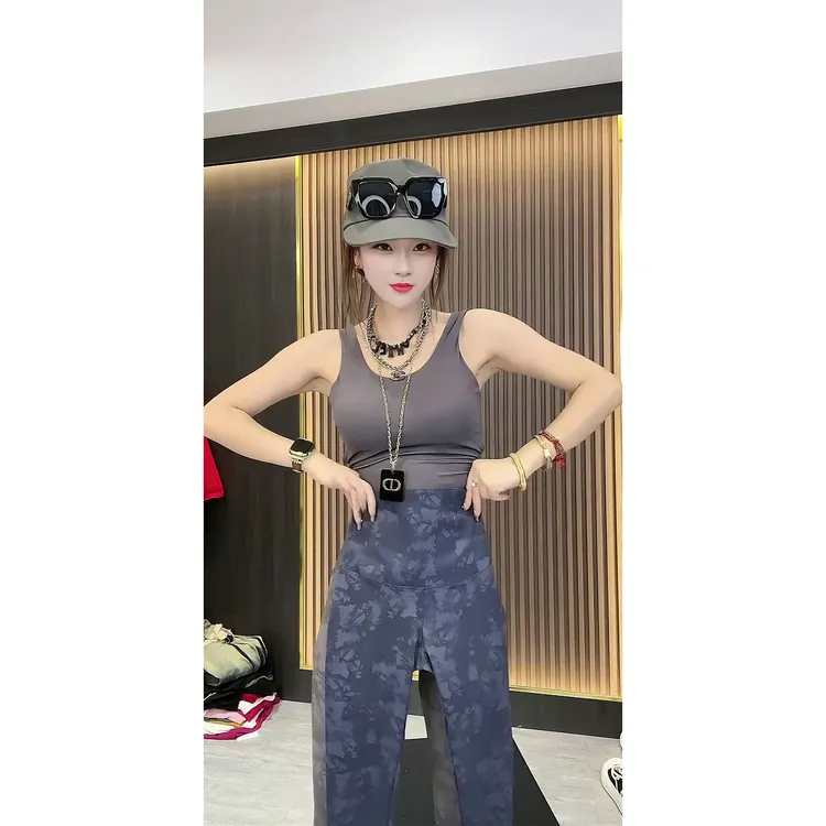 迷彩鲨鱼裤外穿运动收腹提臀瑜伽裤显瘦高腰健身裤印花休闲打底裤