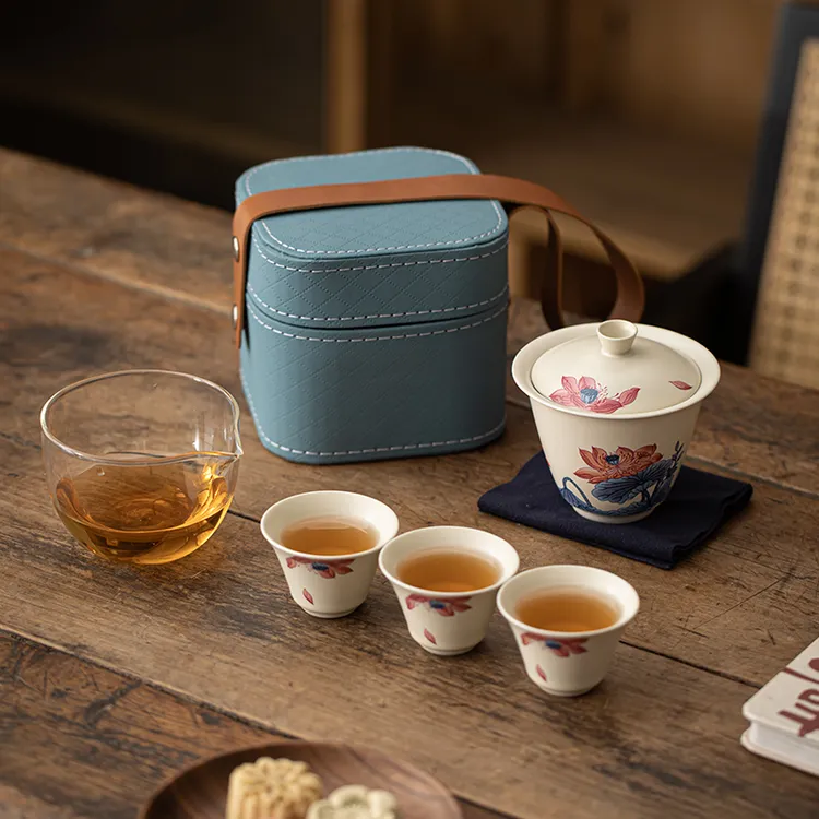 旅行茶具快客杯一壶三杯便携式小套装单人户外功夫露营茶杯泡茶壶