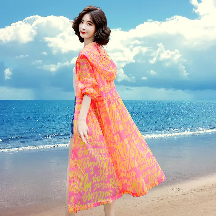 防晒衣风衣外套女中长款2025新款透气宽松长袖夏季薄款旅游防晒服